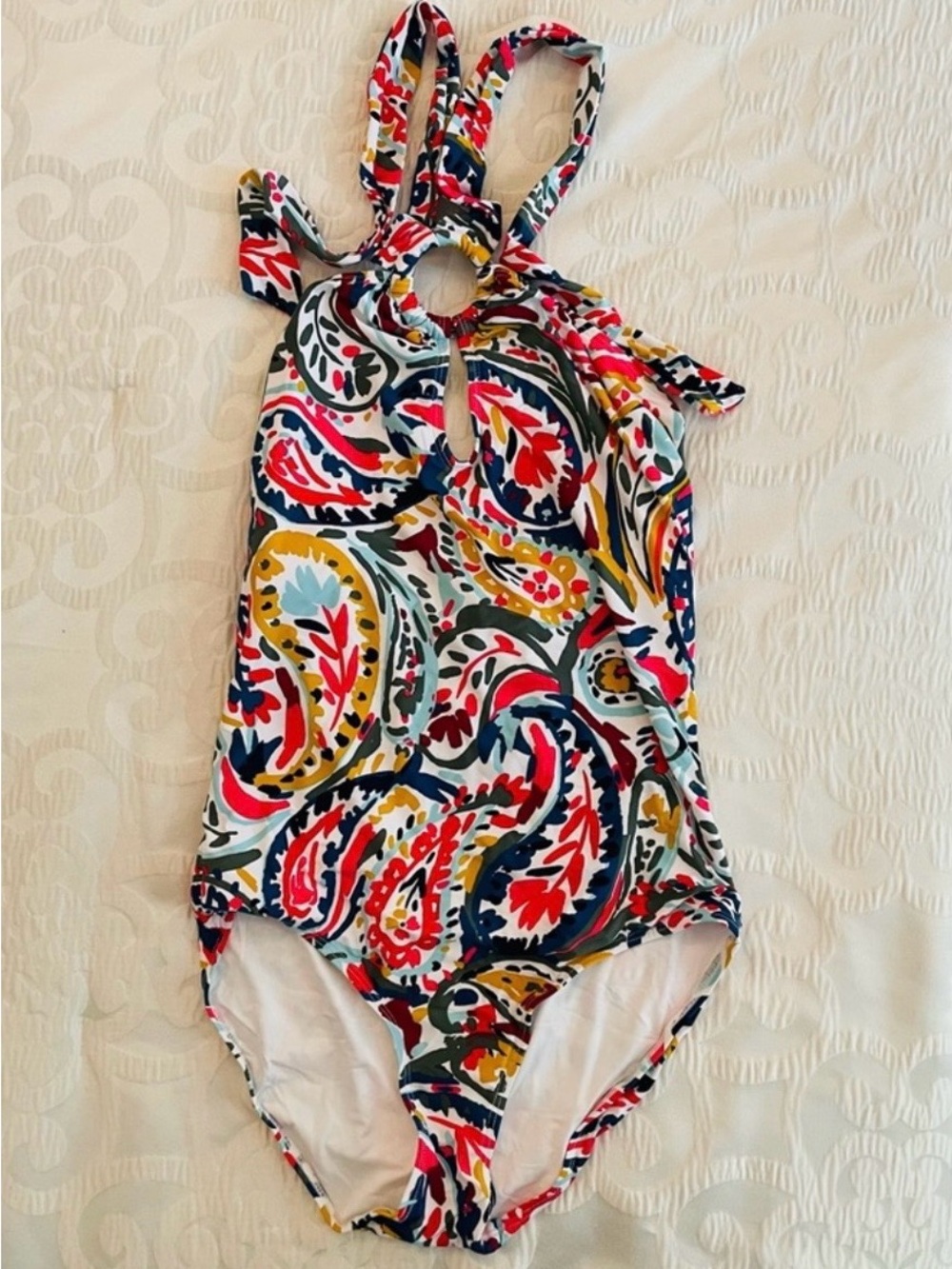 Anne Cole Multicolor Paisley One-Piece Swimsuit - Red, Navy, Yellow, Green